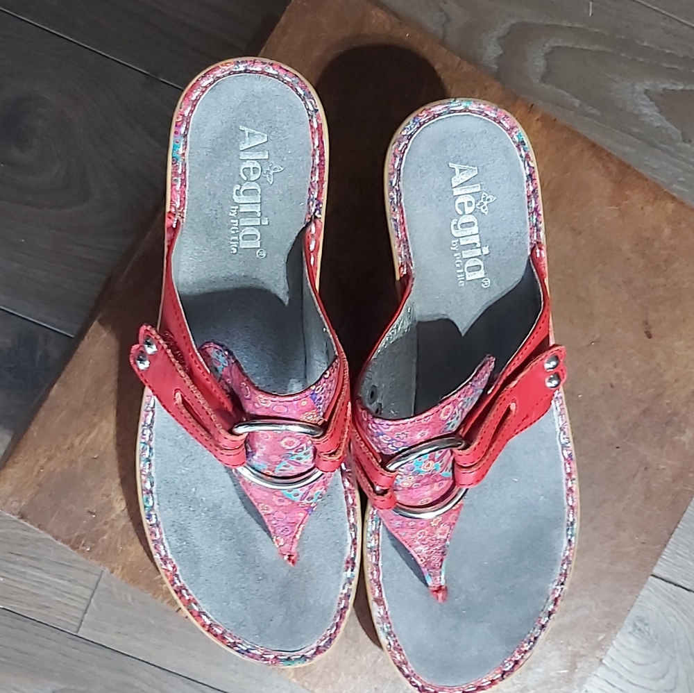 Alegria Lola Red Thong Wedge Sandal